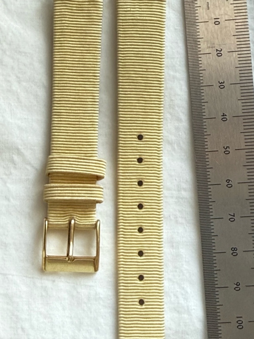 Cream Textured Watch Strap with Gold Buckle